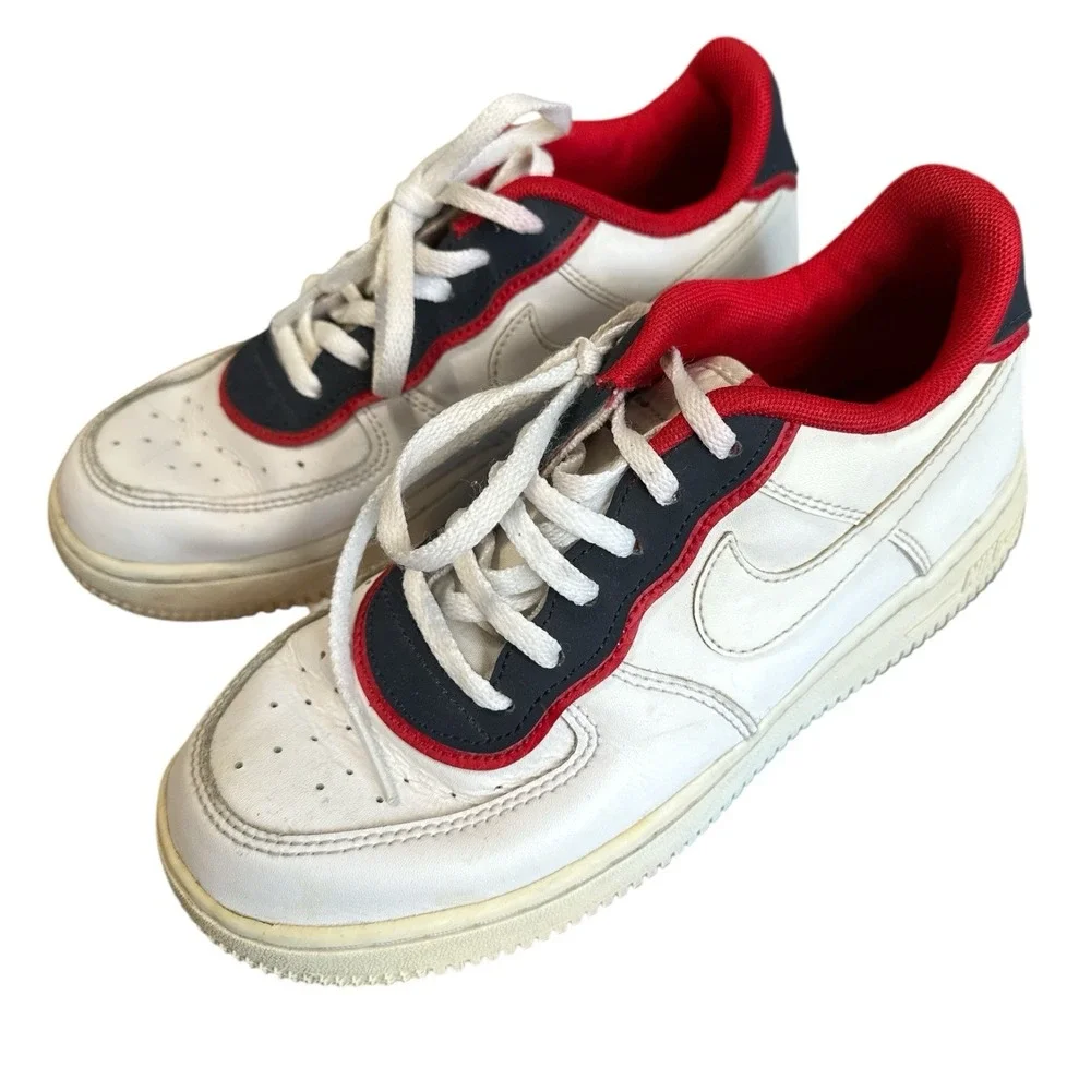 Nike Air Force 1 Low Kids Size 3Y White Red Navy BV1085-101 Sneakers
